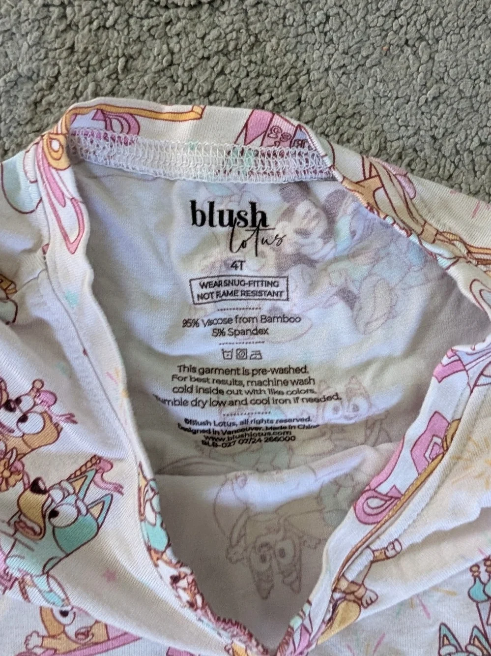 Blush Lotus Disney X Bluey Short Pajama Set, 4T